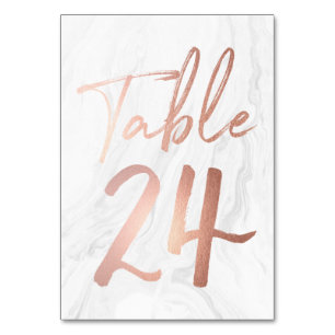 Marble and Rose Gold Script   Table Number Card 24