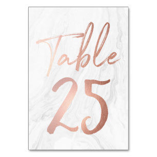Marble and Rose Gold Script   Table Number Card 25
