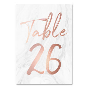 Marble and Rose Gold Script   Table Number Card 26