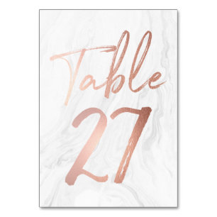 Marble and Rose Gold Script   Table Number Card 27