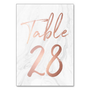 Marble and Rose Gold Script   Table Number Card 28