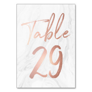 Marble and Rose Gold Script   Table Number Card 29