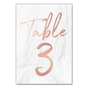 Marble and Rose Gold Script   Table Number Card 3