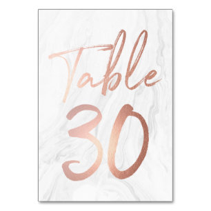 Marble and Rose Gold Script   Table Number Card 30