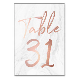 Marble and Rose Gold Script   Table Number Card 31