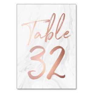 Marble and Rose Gold Script   Table Number Card 32