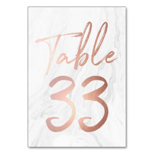Marble and Rose Gold Script   Table Number Card 33