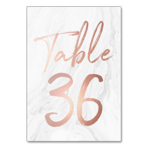 Marble and Rose Gold Script   Table Number Card 36