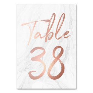Marble and Rose Gold Script   Table Number Card 38