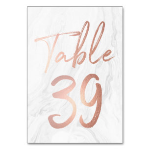 Marble and Rose Gold Script   Table Number Card 39