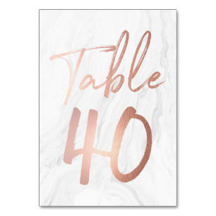 Marble and Rose Gold Script   Table Number Card 40