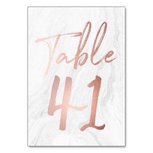 Marble and Rose Gold Script   Table Number Card 41