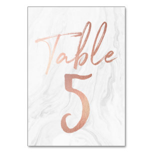 Marble and Rose Gold Script   Table Number Card 5