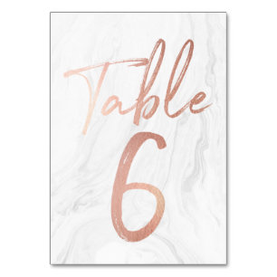 Marble and Rose Gold Script   Table Number Card 6