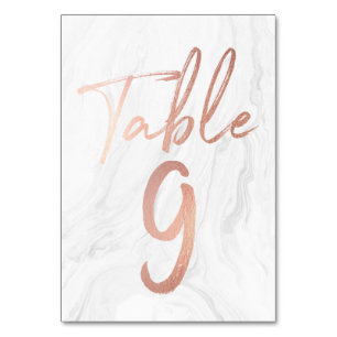 Marble and Rose Gold Script   Table Number Card 9