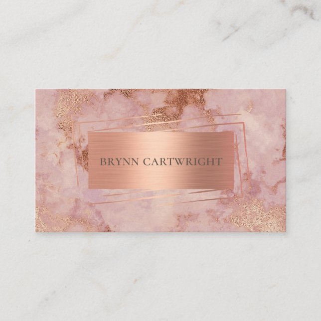 Marble and Rose Gold Shimmer Modern Elegant Business Card (Front)