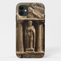 Marble and sandstone votive stele with female figu