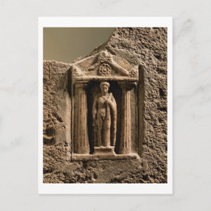 Marble and sandstone votive stele with female figu postcard