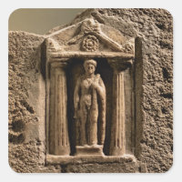Marble and sandstone votive stele with female figu