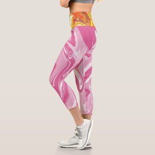 Marble And Watercolor Capri Leggings