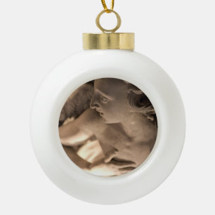 Marble Angel Sculpture Art Print Ceramic Ball Christmas Ornament
