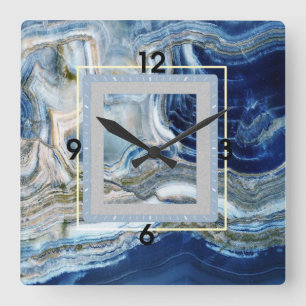 Marble Art Deco Square Wall Clock