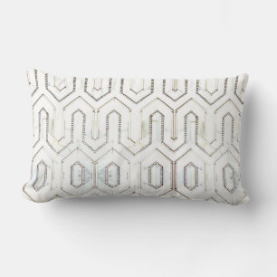 Marble Art Deco Vintage Jewel Metal Pattern Lumbar Cushion