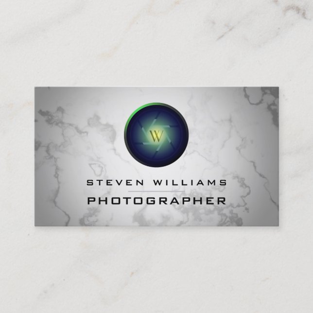 Marble back camera lens light business card (Front)