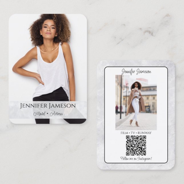 Marble Background Calling Card | QR Code (Front/Back)