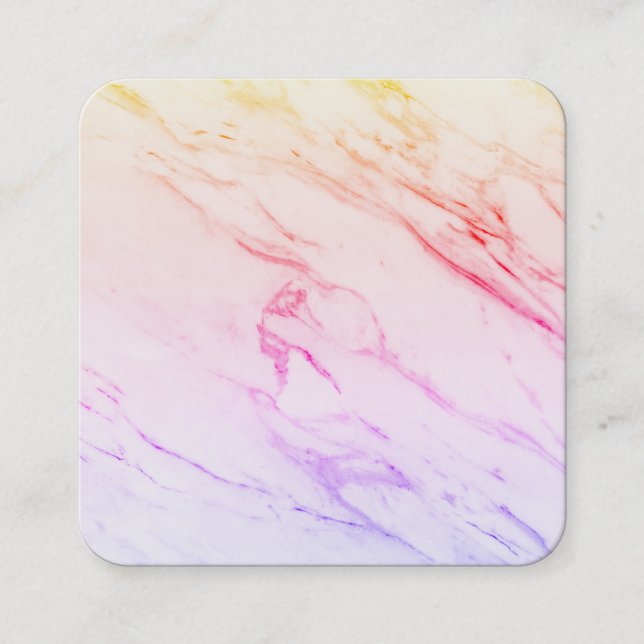 Marble Background Rainbow Ipanema Square Business Card (Front)