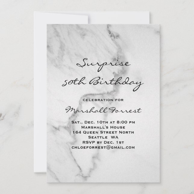 Marble Birthday Invitation (Front)