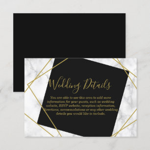 Marble Black and Faux Gold Reception Details Invitation
