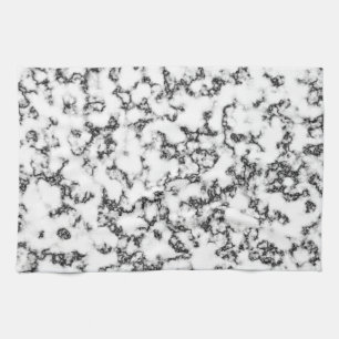 Marble black and white background tea towel