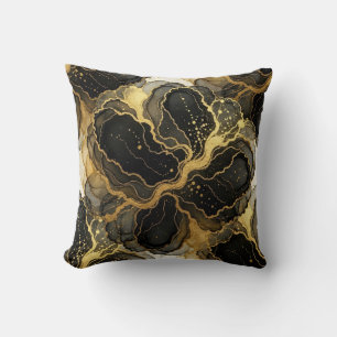 Marble Black and White + Gold Luxury Cushion