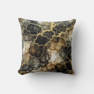 Marble Black and White + Gold Luxury Cushion