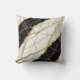 Marble Black and White + Gold Luxury Cushion