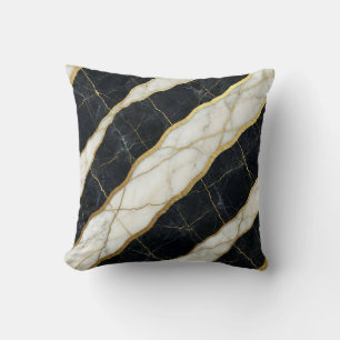 Marble Black and White + Gold Luxury Cushion