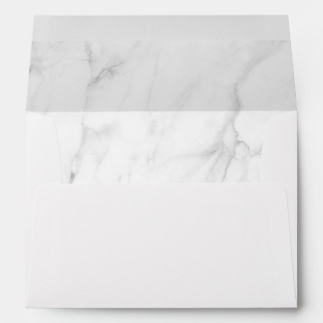 Marble Black and White Lined Wedding Envelope (Back (Bottom))