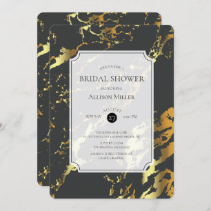 Marble Black Gold Bridal Shower Invitation