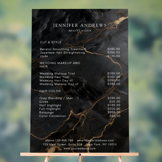 Marble, Black-Gold, Salon Acrylic Sign (Neutral)