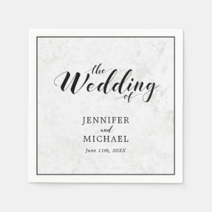 Marble & Black Modern Typography Wedding Napkin