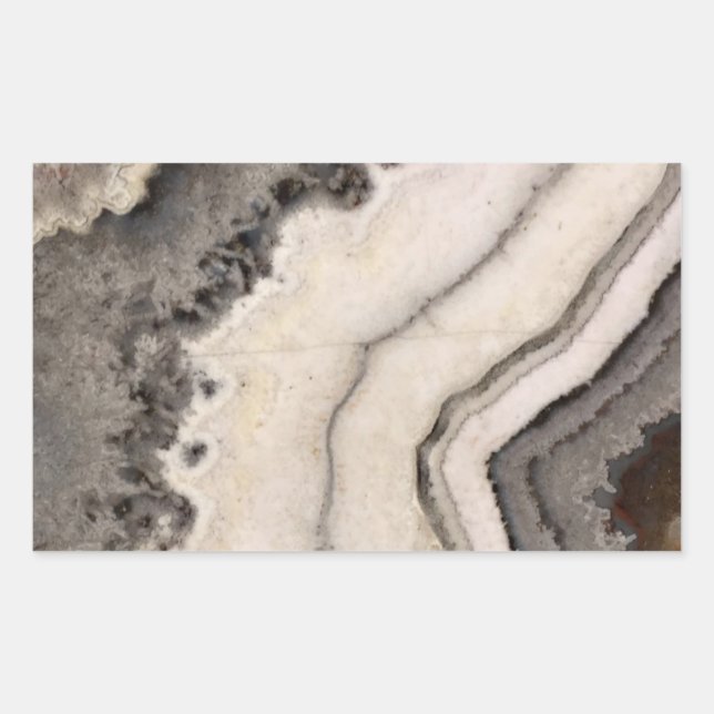 Marble black white agate gemstone  rectangular sticker (Front)