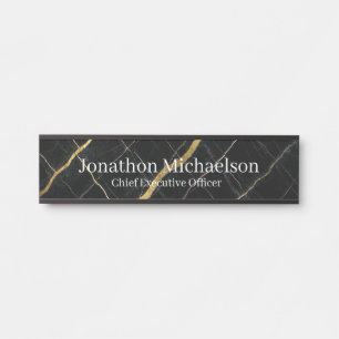 Marble Black, White and Gold Office Door Sign