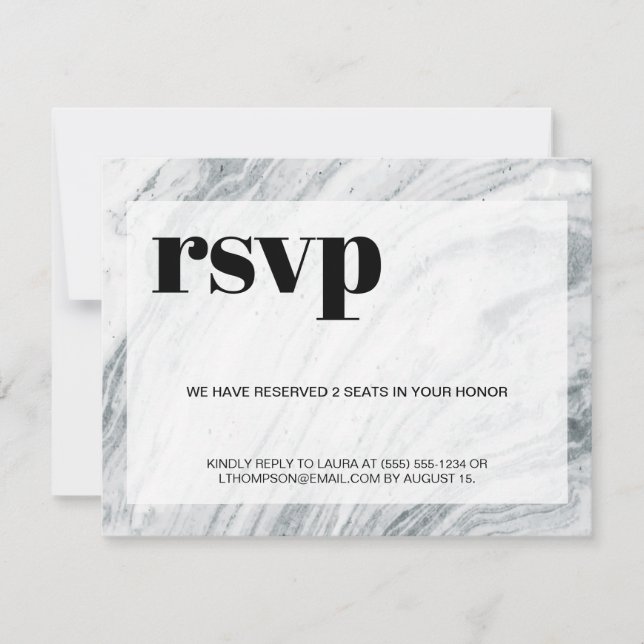 Marble Black white Digital Message RSVP Announcement (Front)