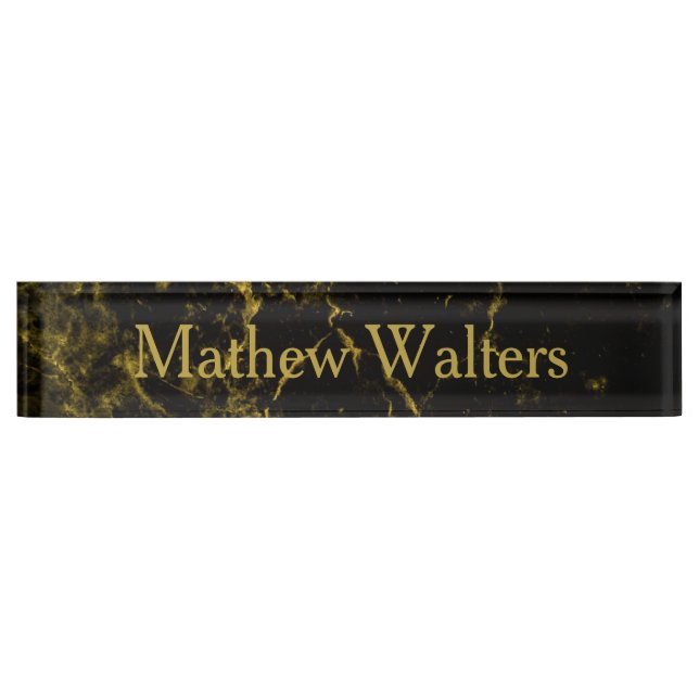 Marble Black with Gold Custom Nameplate (Front)