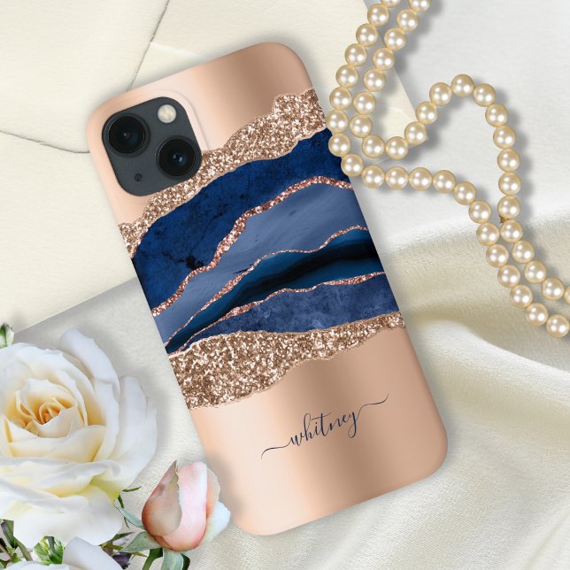 Marble Blue Geode Gold Glitter Case-Mate iPhone Case (Creator Uploaded)
