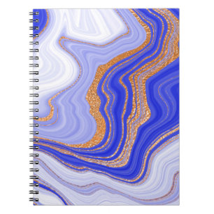 Marble Blue Gold, Abstract Modern. Notebook