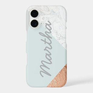 Marble, blue, grey and rose gold