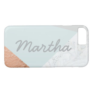 Marble, blue, grey and rose gold iPhone 8/7 case