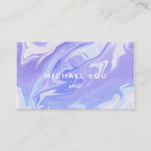 Marble Blue Lavander Luxury Iridescent Business Card